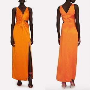 NWT Nicholas orange Wallflower silk Silvina cut out twist slit maxi dress gown